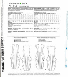 CLEARANCE • VOGUE SEWING PATTERN MISSES' DRESS 1234