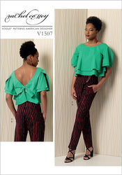 CLEARANCE • VOGUE PATTERN MISSES' LAYERED BACK-TIE TOP AND ASYMMETRICAL-ZIP PANTS 1507