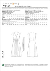 CLEARANCE • VOGUE PATTERN  MISSES' LINED V-NECK DRESS WITH FRONT PLEATS AND SELF BELT 1543