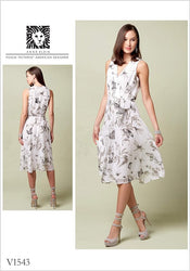 CLEARANCE • VOGUE PATTERN  MISSES' LINED V-NECK DRESS WITH FRONT PLEATS AND SELF BELT 1543