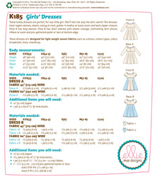 CLEARANCE • KWIK SEW SEWING PATTERN GIRLS' DRESSES K185