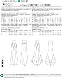 CLEARANCE • VOGUE PATTERN MISSES' PRINCESS SEAM DRESSES WITH SHAPED STAND COLLAR 9241