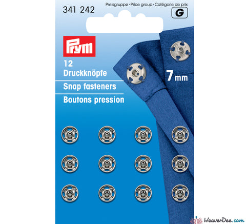 Prym - Press Studs (Sew-On) - Silver 7mm - Pack of 12 - WeaverDee.com Sewing & Crafts - 1