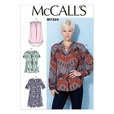 McCall's - M7324 Misses' Half Placket Tops & Tunic - WeaverDee.com Sewing & Crafts - 1