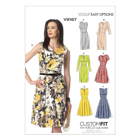 Vogue - V9167 Misses' Notch-Neck Princess-Seam Dresses | Easy - WeaverDee.com Sewing & Crafts - 1