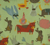 Polycotton Fabric - Animal Farm Mint