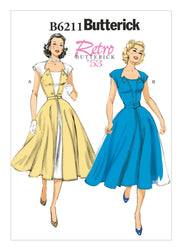 CLEARANCE • Butterick Pattern B6211 Vintage 1950s Misses' Pullover Wrap Dress & Belt