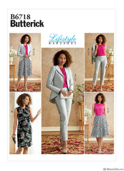 CLEARANCE • Butterick Pattern B6718 Misses' Jacket, Dress, Top, Skirt, & Trousers