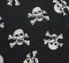 Polycotton Fabric - Skull & Crossbones (White on Black)