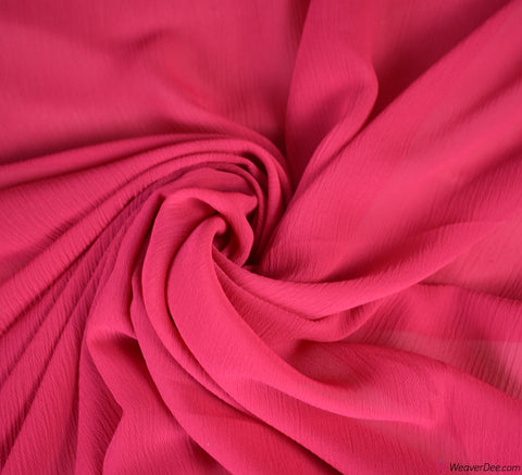 Crinkle Chiffon Fabric - Cerise Pink