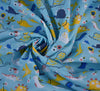 Polycotton Fabric - Dino Town - Blue
