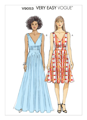 Vogue Pattern V9053 Misses' Deep-V Dresses