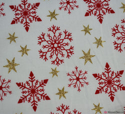 Glitter Cotton Christmas Fabric - Snowflake Cream