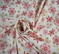 Glitter Cotton Christmas Fabric - Snowflake Cream