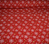 Glitter Cotton Christmas Fabric - Snowflake Red