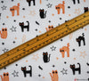 Polycotton Fabric - Halloween Cats White