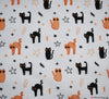 Polycotton Fabric - Halloween Cats White