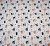 Polycotton Fabric - Halloween Cats White