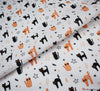 Polycotton Fabric - Halloween Cats White