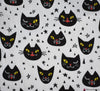 Polycotton Fabric - Creepy Cat Face White