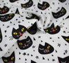 Polycotton Fabric - Creepy Cat Face White
