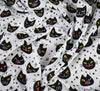 Polycotton Fabric - Creepy Cat Face White