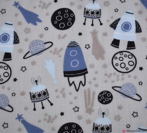 Polycotton Fabric - Into Space - Silver