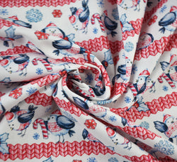 Digital Print Cotton Fabric - Jolly Robin Rows • by CRAFTY FABRICS