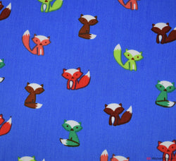 Little Fox Poplin Cotton Poplin Fabric - Blue