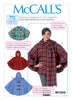 McCall's Pattern M7202 Misses' Ponchos with Hood Variations