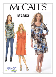 McCall's - M7353 Misses' Raised Elastic-Waist Top & Dresses - WeaverDee.com Sewing & Crafts - 1