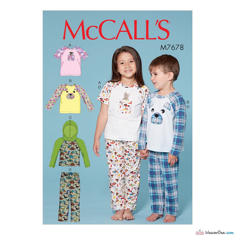McCall's Pattern M7678 Children's/Boys'/Girls' Animal Themed Tops & Pants