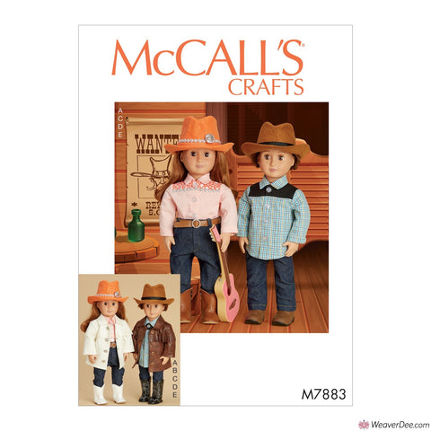 McCall's Pattern M7883 Cowboy / Cowgirl Outfits for 18" Doll