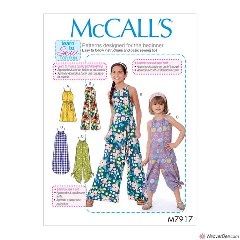 McCall's Pattern M7917 Children's / Girl's Romper, Jumpsuit & Belt