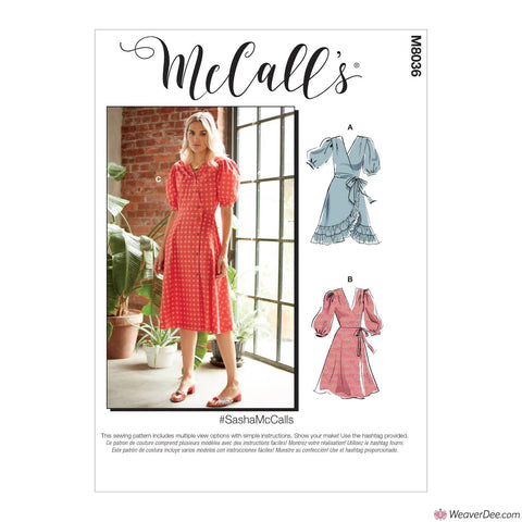 McCall's Pattern M8036 Misses' Dresses & Sash #SashaMcCalls