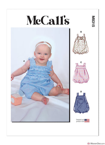 McCall's Pattern M8315 Infants' Rompers