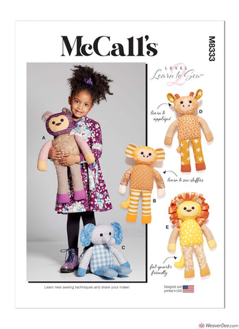 McCall's Pattern M8333 Plush Animals