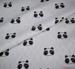 Knitted Cotton Jersey Fabric - Panda White