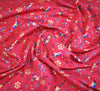 Christmas Metallic Cotton Fabric - Rainbow Reindeers Red