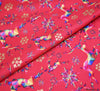 Christmas Metallic Cotton Fabric - Rainbow Reindeers Red