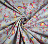 Christmas Metallic Cotton Fabric - Rainbow Reindeers Silver