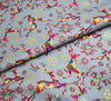 Christmas Metallic Cotton Fabric - Rainbow Reindeers Silver