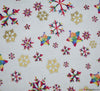Christmas Metallic Cotton Fabric - Rainbow Snowflake Cream