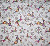Christmas Metallic Cotton Fabric - Rainbow Reindeers Cream