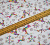 Christmas Metallic Cotton Fabric - Rainbow Reindeers Cream