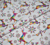 Christmas Metallic Cotton Fabric - Rainbow Reindeers Cream