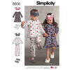 Simplicity Pattern S8806 Children's Dress, Top, Pants, Eye Mask & Slippers