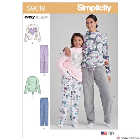 Simplicity Pattern S9019 Girls' & Misses' Loungewear