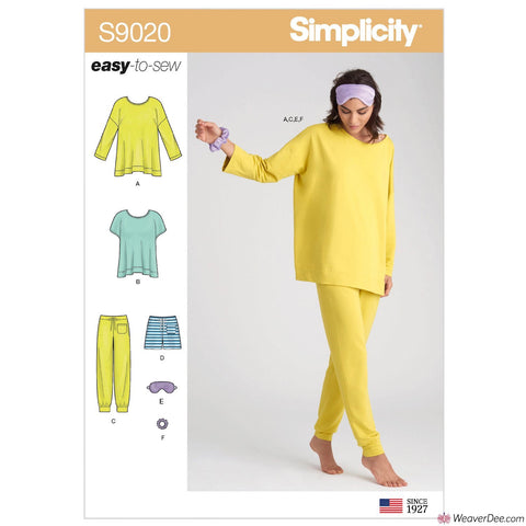 Simplicity Pattern S9020 Misses' Sleepwear Knit Tops, Pants, Shorts & Accessories