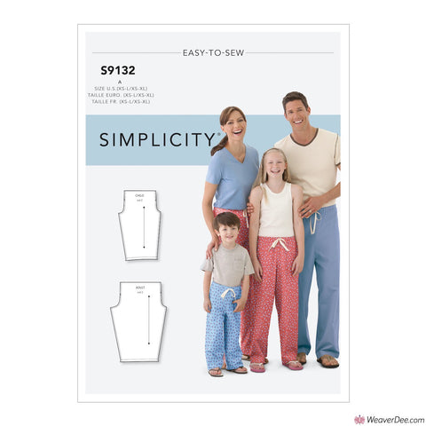 Simplicity Pattern S9132 Unisex Sleepwear (Adult & Child)
